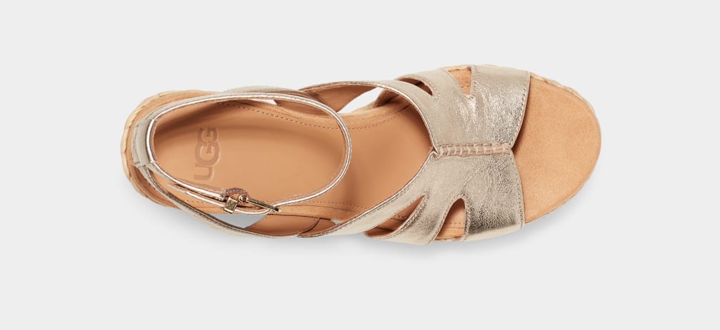 Sandalias Ugg Careena Mujer Doradas Metal | Argentina CUFMVOX-71